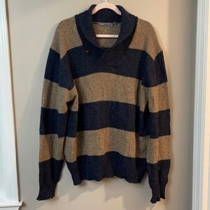 Vince men’s stripe shawl collar wool sweater XXL
